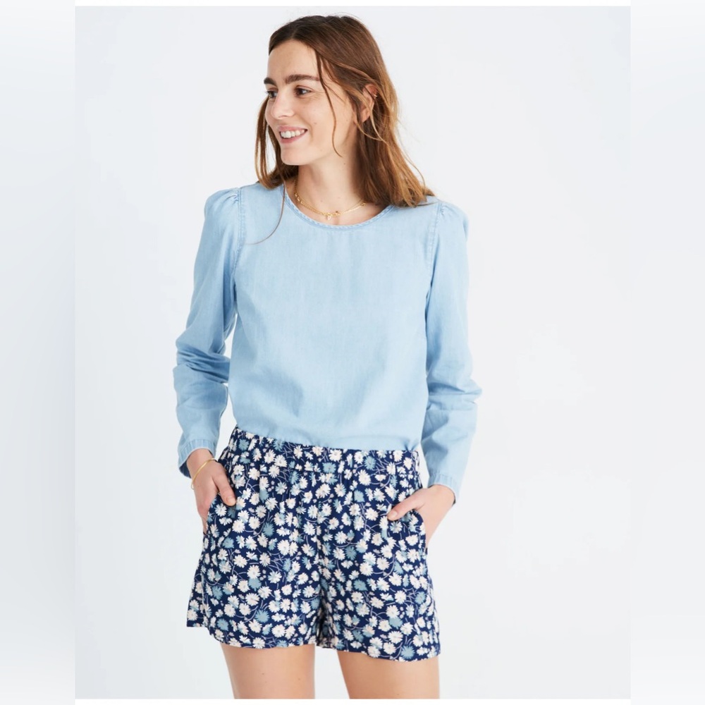 Madewell | Denim Puff-Sleeve Swing Shirt |‎ Hawes Wash | Women’s Size XL